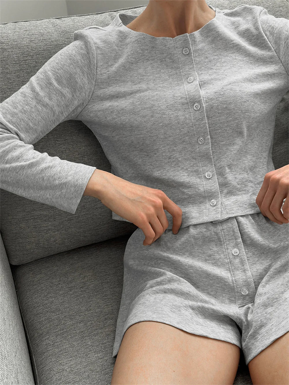 סט פיג׳מה סרוגה שרוול ארוך דגם ליבי
